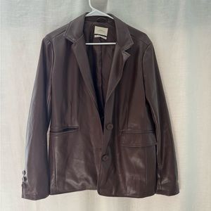 Brown Faux Leather Blazer